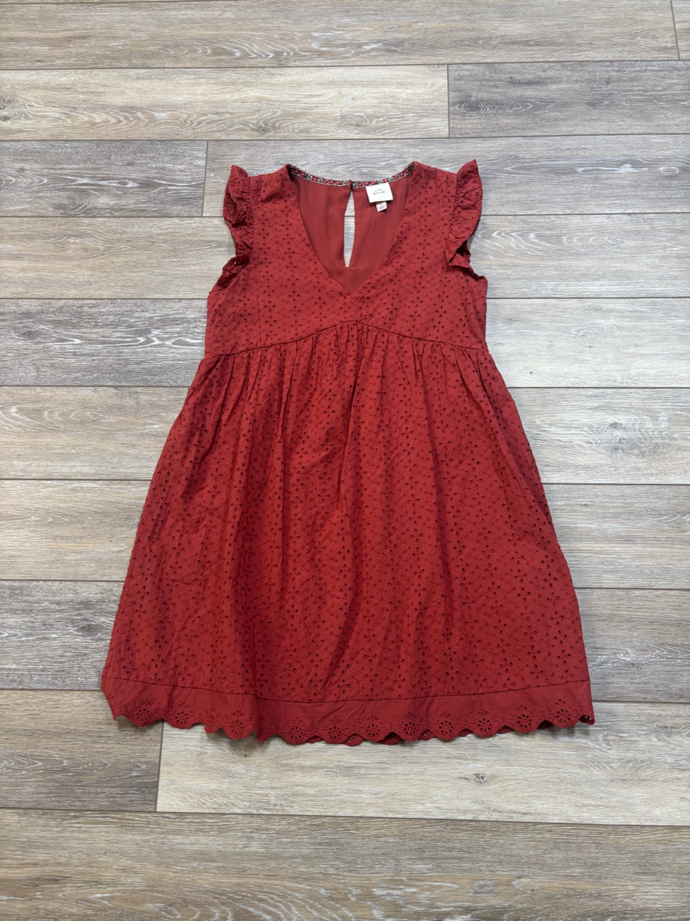 Knox Rose Dress Sz S Eyelet Embroidered Boho Ruffle Babydoll Cottagecore Country